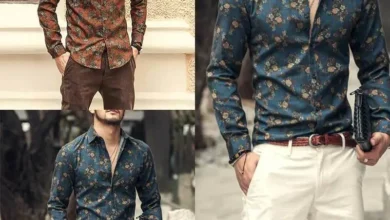 Flower Style Casual Men Shirt Long Sleeve & Slim Fit